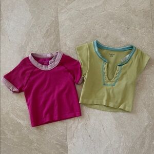 Urban Outfitters Pink and Green Crop Tops